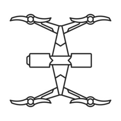 Drone outline vector icon.Outline vector illustration quadcopter. Isolated illustration of drone icon on white background.