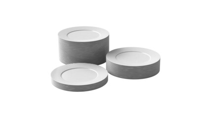 Stack of clean plates isolated on white background. 3d illustration.