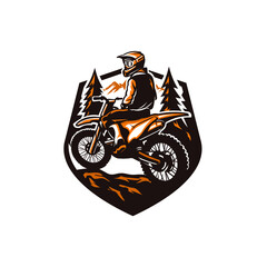 Perfect illustration and logo for motocross enthusiast and extreme dirt bike industry - obrazy, fototapety, plakaty