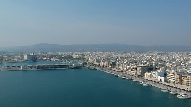 Aerial view over Volos seaside city, Magnesia, Greece