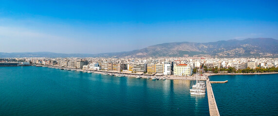 Aerial view over Volos seaside city, Magnesia, Greece