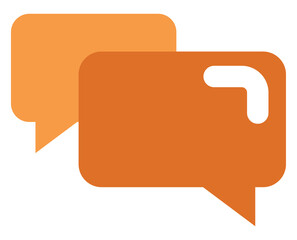 Orange chat heads, illustration, vector, on a white background.