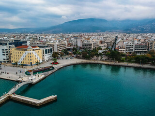 Fototapeta na wymiar Aerial view over Volos seaside city, Magnesia, Greece