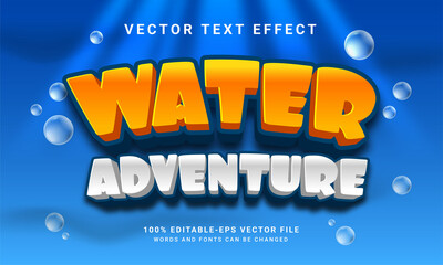 Water adventure 3D text effect, editable text style and suitable for game assets - obrazy, fototapety, plakaty