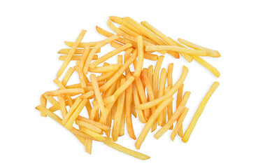 French fries isolated on white background. Top view