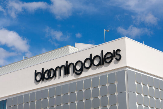 Bloomingdale's sign on the facade of the store in the upscale shopping center Westfield Valley Fair - San Jose, California, USA - 2021