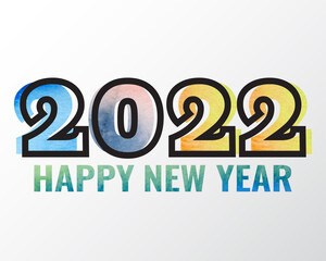 2022 happy new year. numbers watercolor style. vector linear numbers. design of greeting cards. vector illustration.