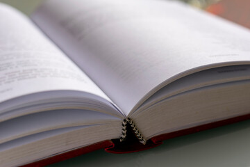 open book with white pages. selective focus