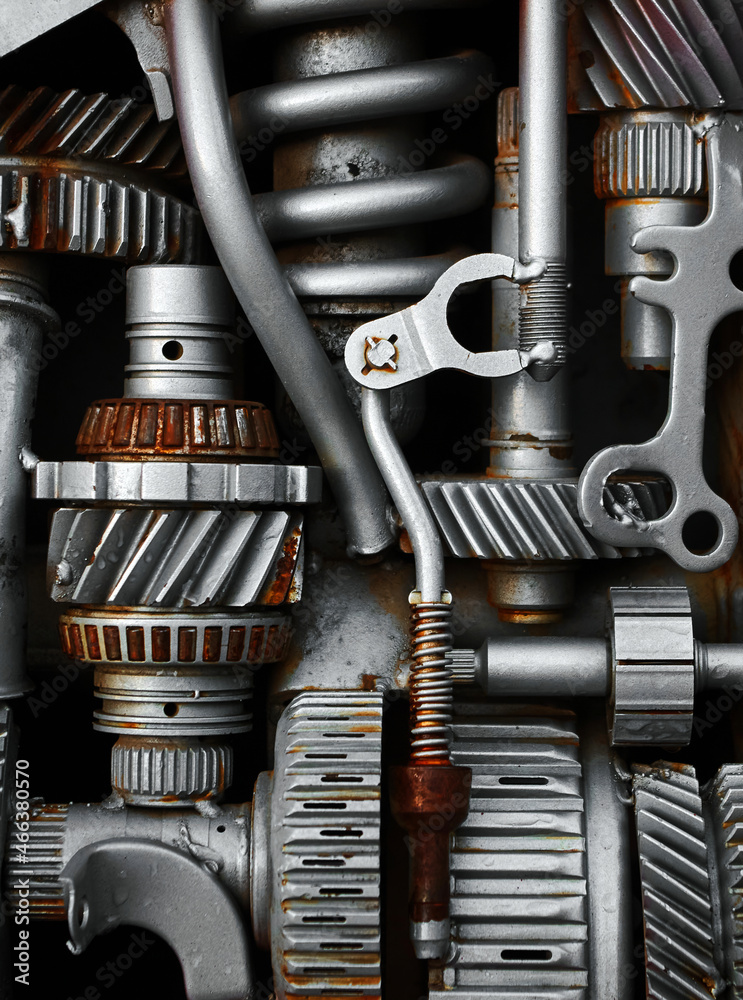 Wall mural gears and mechanism background