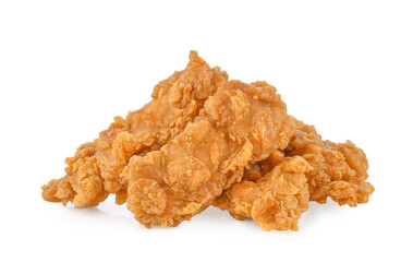 Fried chicken fillets isolated on white background.