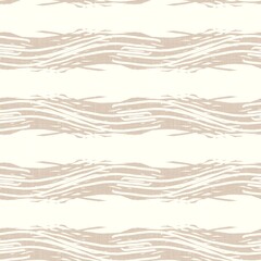 Minimal ecru jute plain horizontal stripe texture pattern. Two tone washed out beach decor background. Modern rustic brown sand color design. Seamless striped distress shabby chic pattern. 