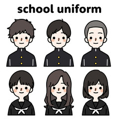 人物イラストセット_学生