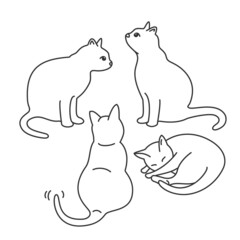 Four cat poses vector illustration.