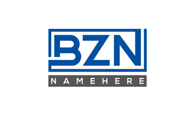 BZN Letters Logo With Rectangle Logo Vector