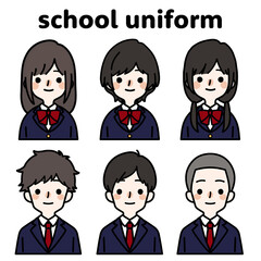 人物イラストセット_学生