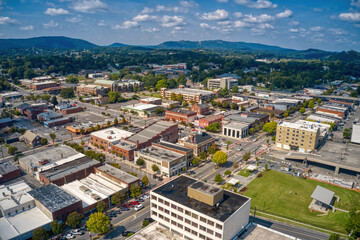 Fototapeta na wymiar Aerial View of Downtown of Dalton, Georgia during Summer