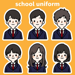 人物イラストセット_学生