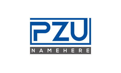 PZU Letters Logo With Rectangle Logo Vector
