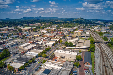 Obraz premium Aerial View of Downtown of Dalton, Georgia during Summer