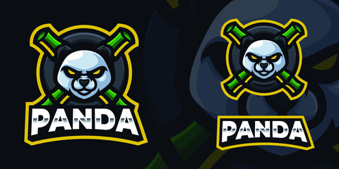 Panda Mascot Gaming Logo Template
