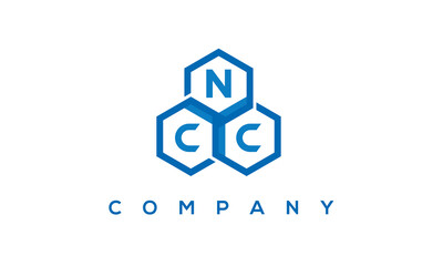 NCC letters design logo with three polygon hexagon logo vector template	