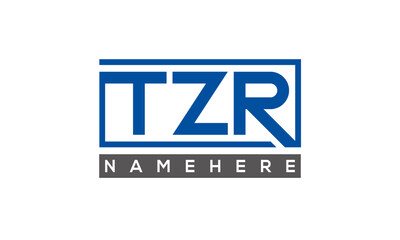 TZR Letters Logo With Rectangle Logo Vector