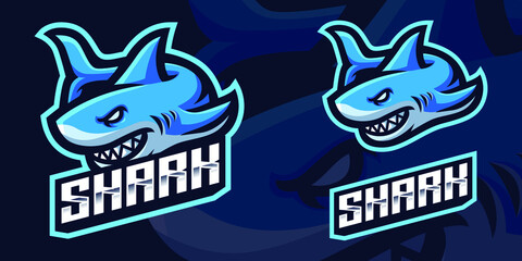 Angry Shark Mascot Gaming Logo Template