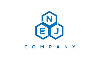 NEJ letters design logo with three polygon hexagon logo vector template	