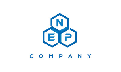 NEP letters design logo with three polygon hexagon logo vector template	