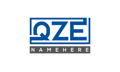 QZE Letters Logo With Rectangle Logo Vector