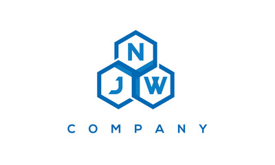 NJW letters design logo with three polygon hexagon logo vector template	