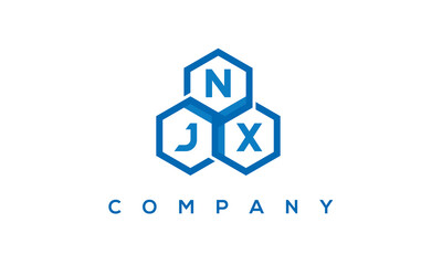 NJX letters design logo with three polygon hexagon logo vector template	