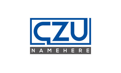 CZU Letters Logo With Rectangle Logo Vector - obrazy, fototapety, plakaty
