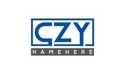 CZY Letters Logo With Rectangle Logo Vector