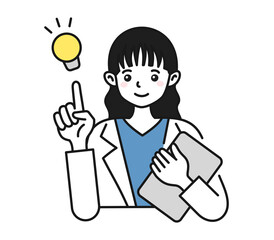 提案をする白衣を着た女性の看護師/医師のイラスト素材