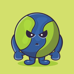 angry earth mascot isolated cartoon in flat style