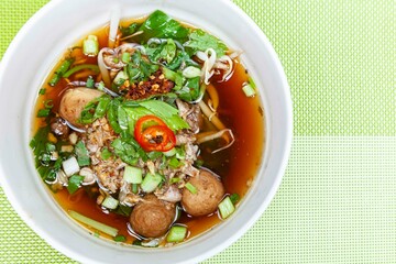 Asian one-dish meal ,Stewed chicken soup with morning glory and bean sprout