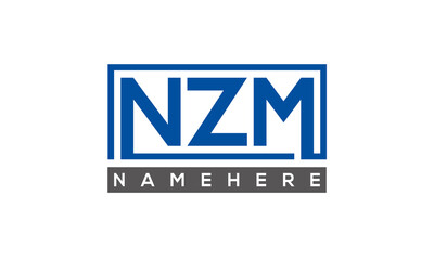 NZM Letters Logo With Rectangle Logo Vector