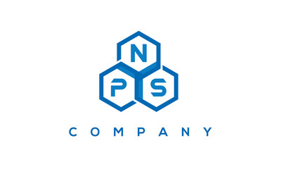 NPS letters design logo with three polygon hexagon logo vector template	