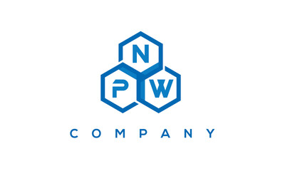 NPW letters design logo with three polygon hexagon logo vector template	