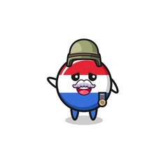 cute netherlands flag as veteran cartoon