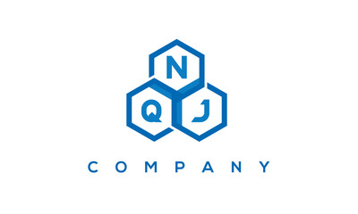 NQJ letters design logo with three polygon hexagon logo vector template	