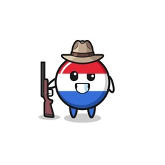 netherlands flag hunter mascot holding a gun