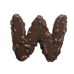 Creative art alphabet of chocolate,3d rendering. Cartoon nuts chocolate font. chocolate letters and numbers,Birthday party celebration.