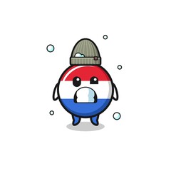 cute cartoon netherlands flag with shivering expression