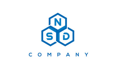 NSD letters design logo with three polygon hexagon logo vector template	