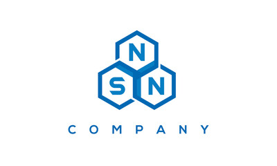 NSN letters design logo with three polygon hexagon logo vector template	