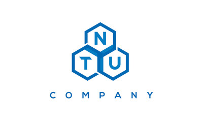 NTU letters design logo with three polygon hexagon logo vector template	