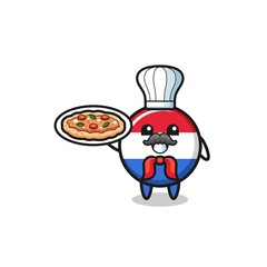 netherlands flag character as Italian chef mascot