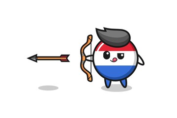 illustration of netherlands flag character doing archery